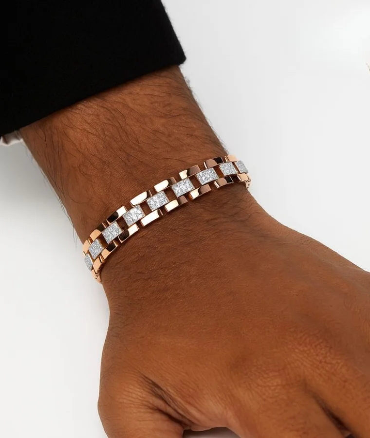 mens palladium natural diamond bracelets