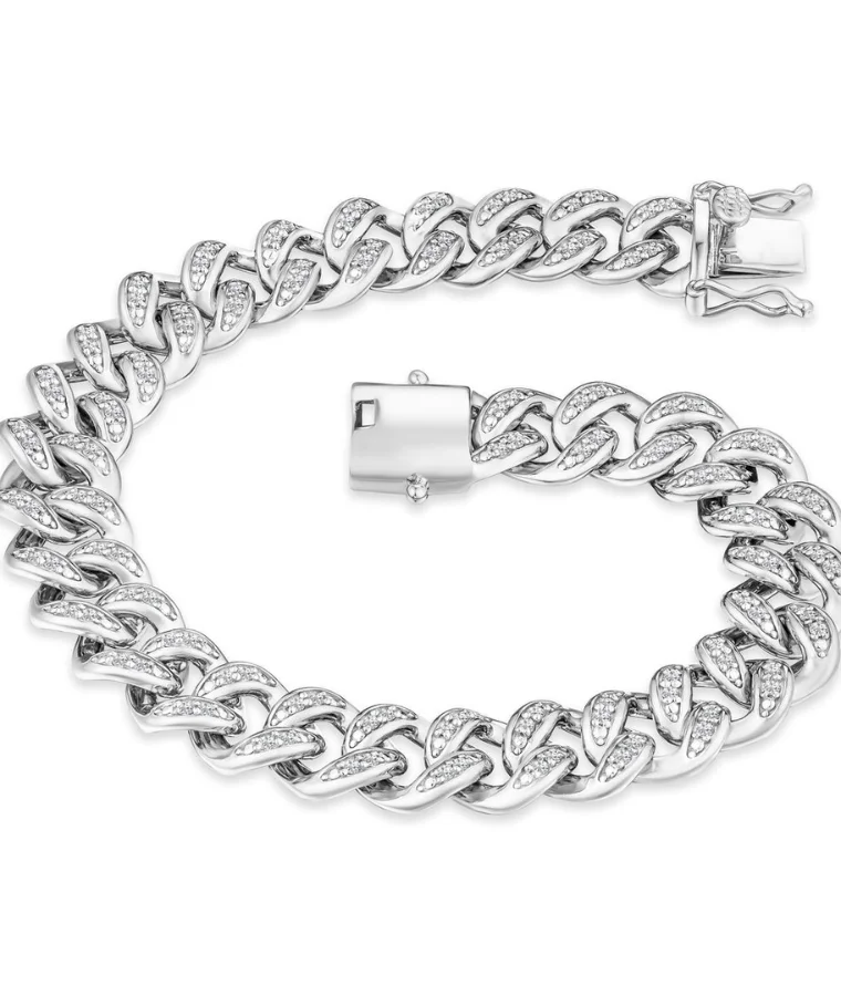 mens silver lab grown diamond bracelets