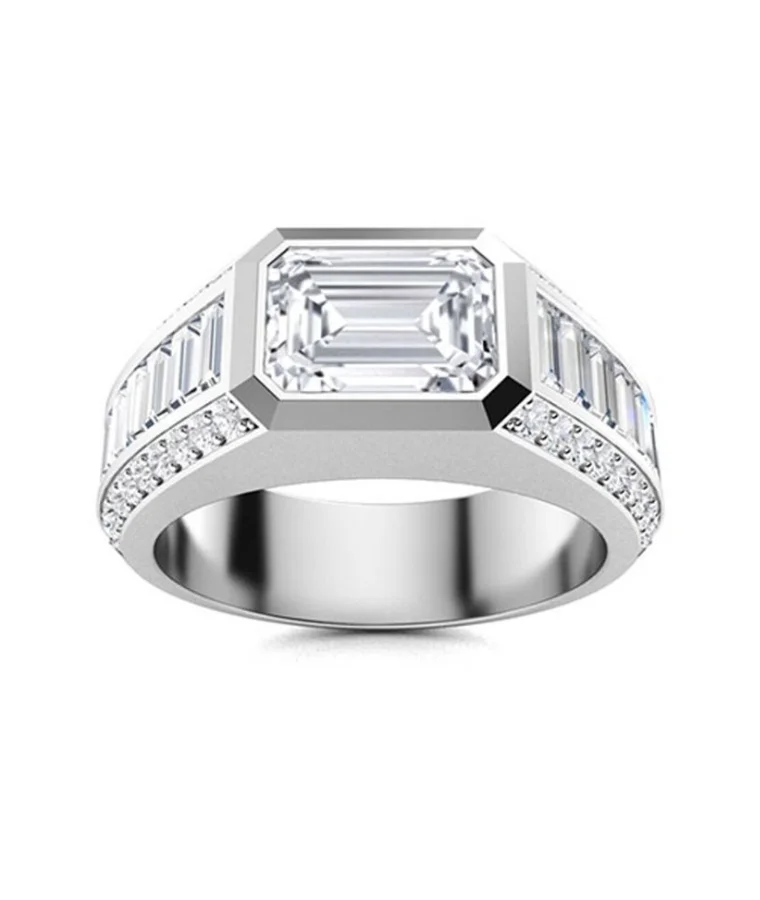 Mens Silver Lab Grown Diamond Rings