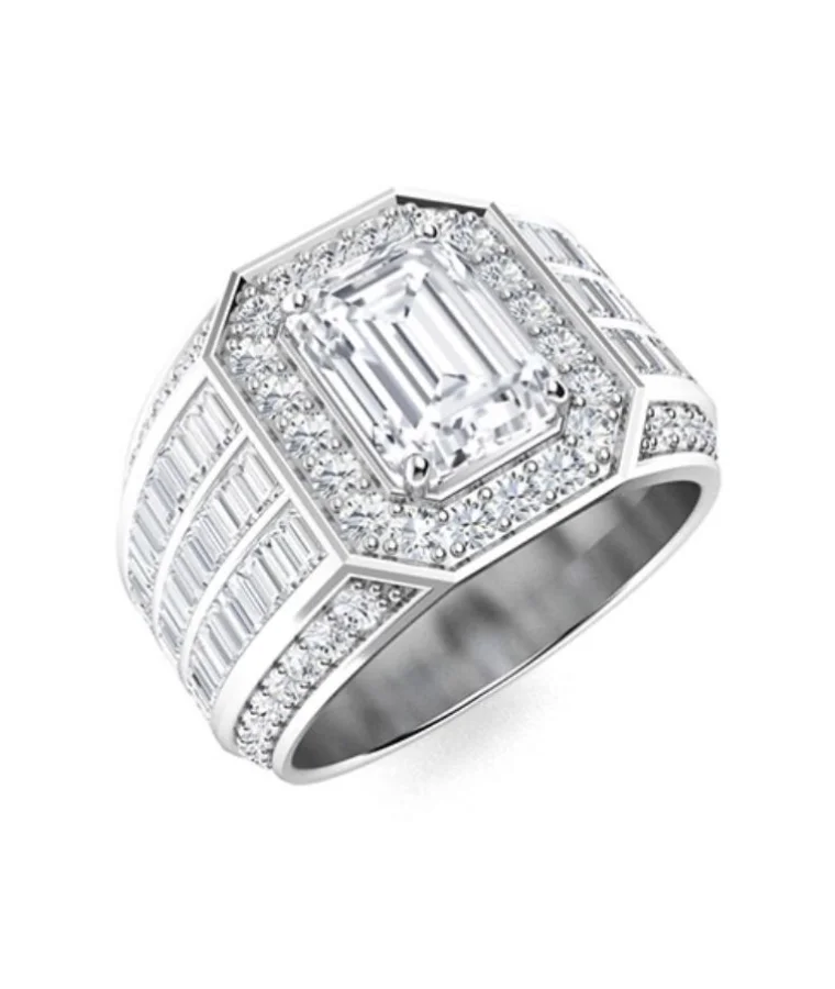 Mens Silver Lab Grown Diamond Rings