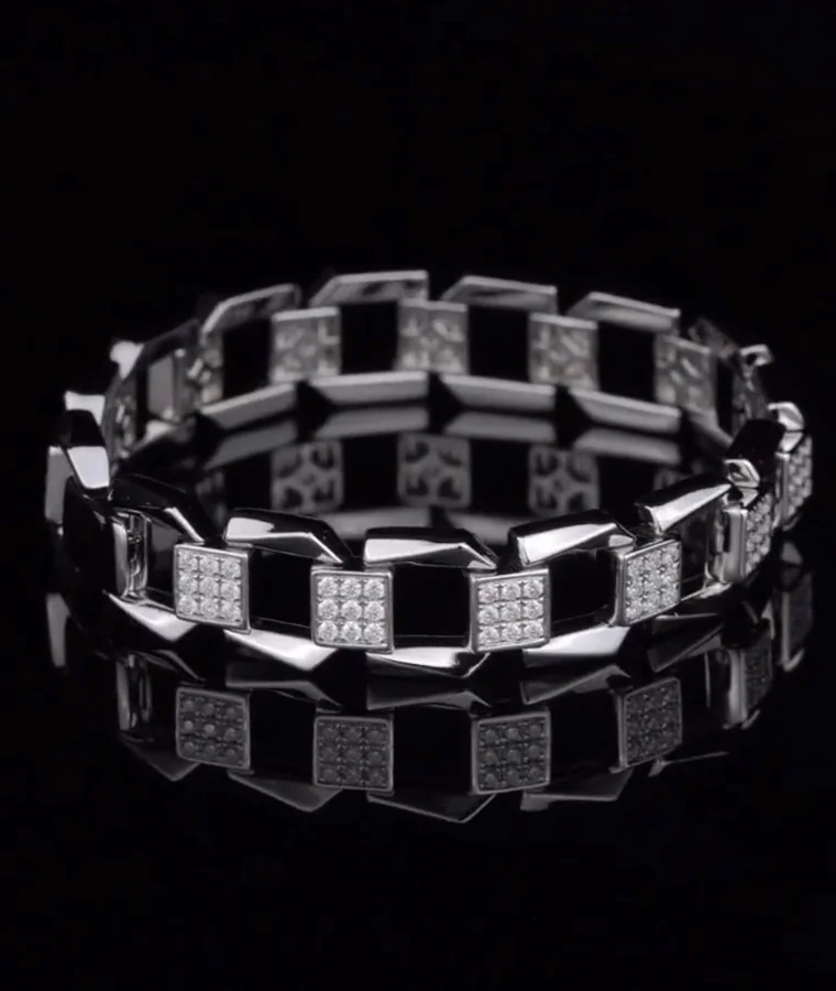 mens titanium lab grown diamond bracelets
