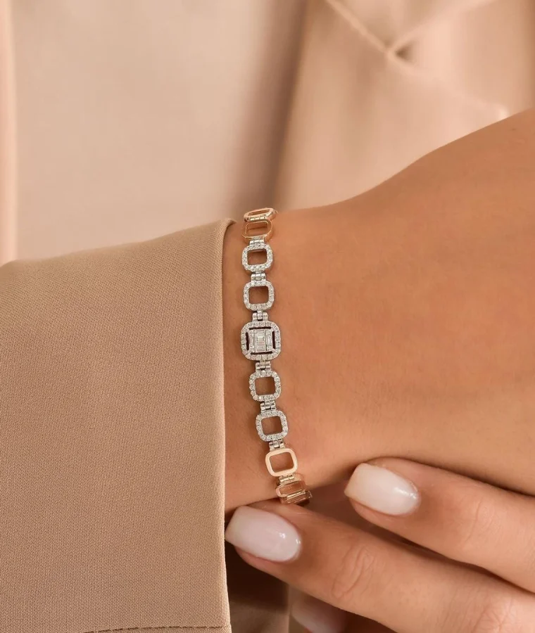 womens palladium natural diamond bracelets