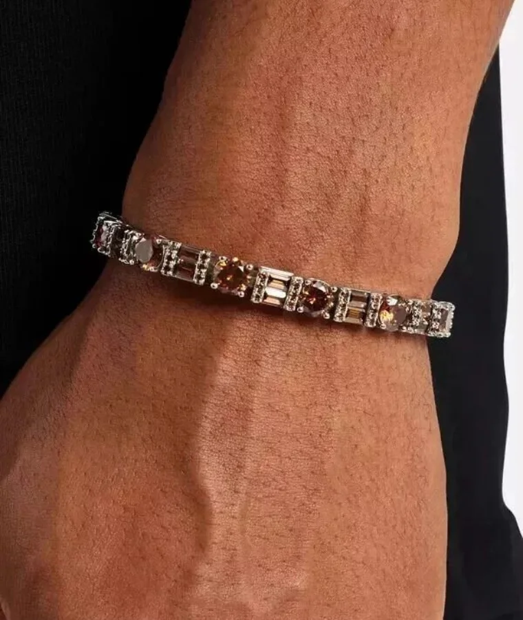 Mens Silver Natural Diamond Bracelets