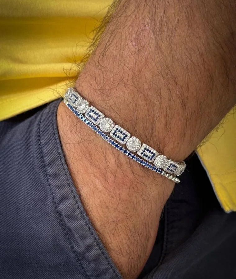 mens solitaire natural diamond bracelets
