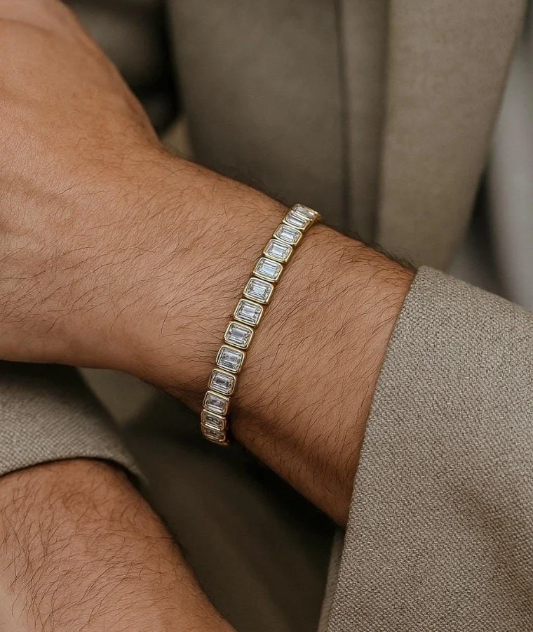 mens solitaire lab grown diamond bracelets