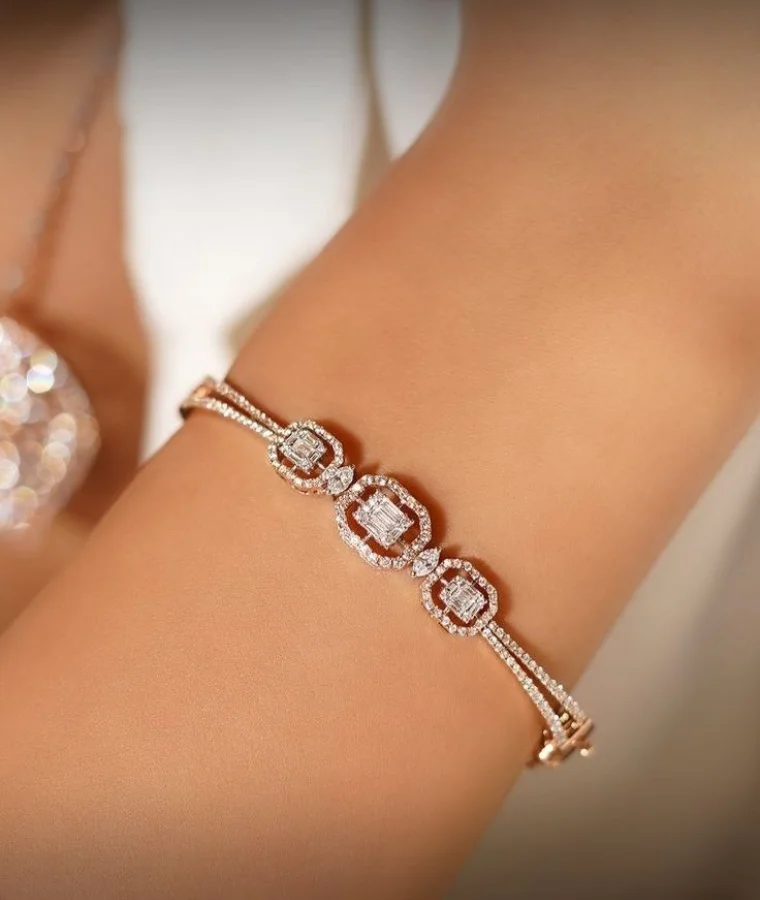 womens palladium natural diamond bracelets