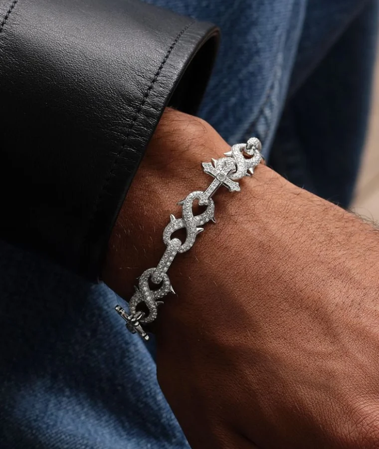 mens solitaire natural diamond bracelets