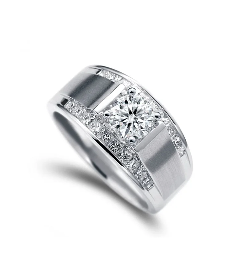 Mens titanium natural diamond rings