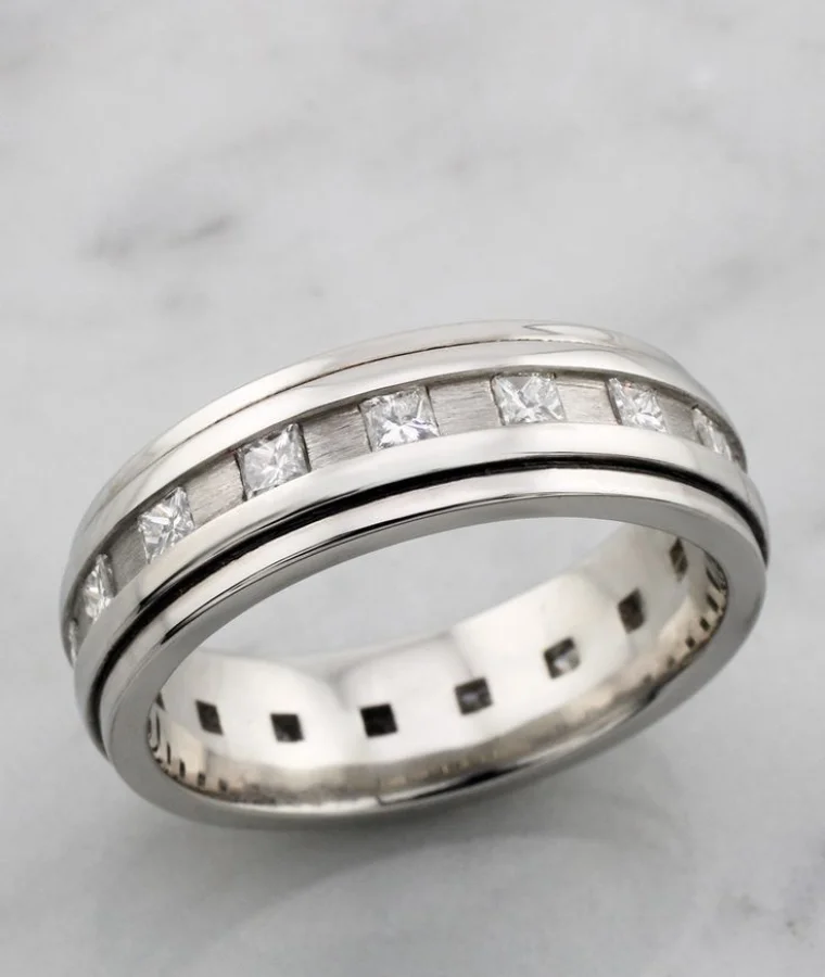 Mens silver natural diamond rings