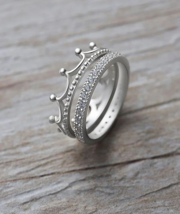 womens silver natural diamond rings