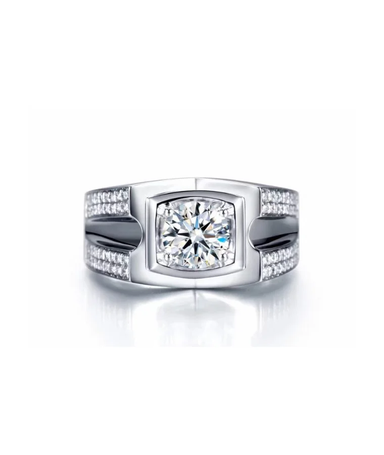 Mens titanium natural diamond rings