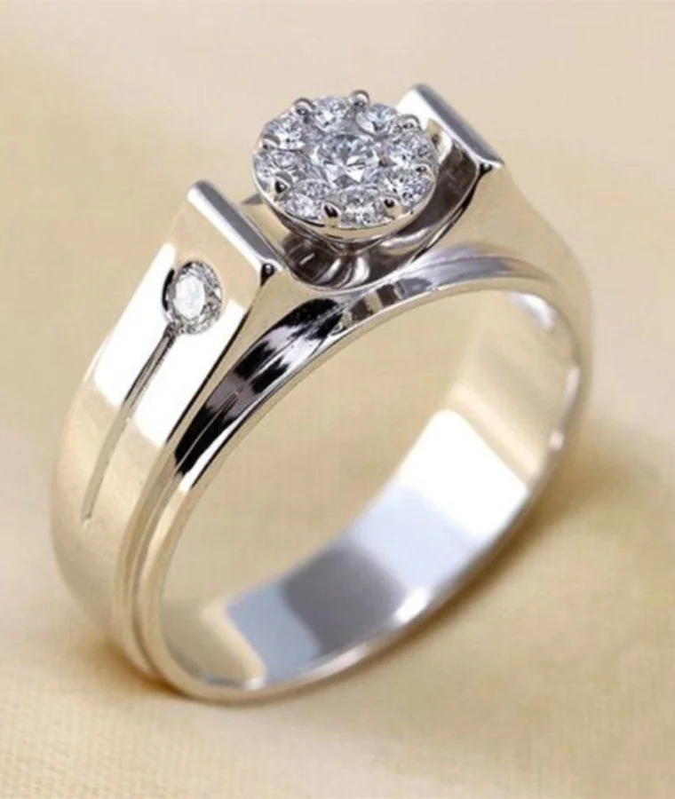 Mens silver natural diamond rings
