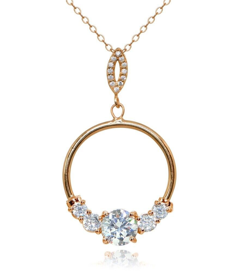 womens rose gold lab grown diamond pendants